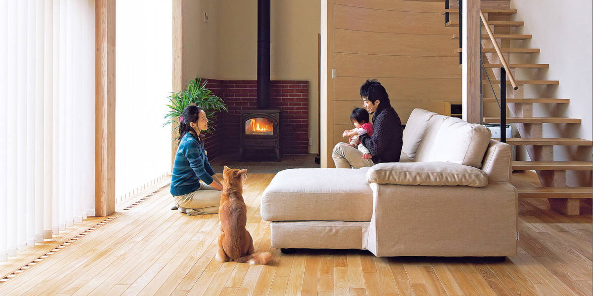 犬のいる薪ストーブのある暮らし